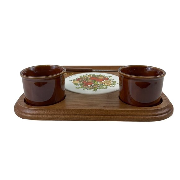 Vintage Goodwood Cheese Board Platter With Ceramic Cups & Knife - Picture 11 of 16